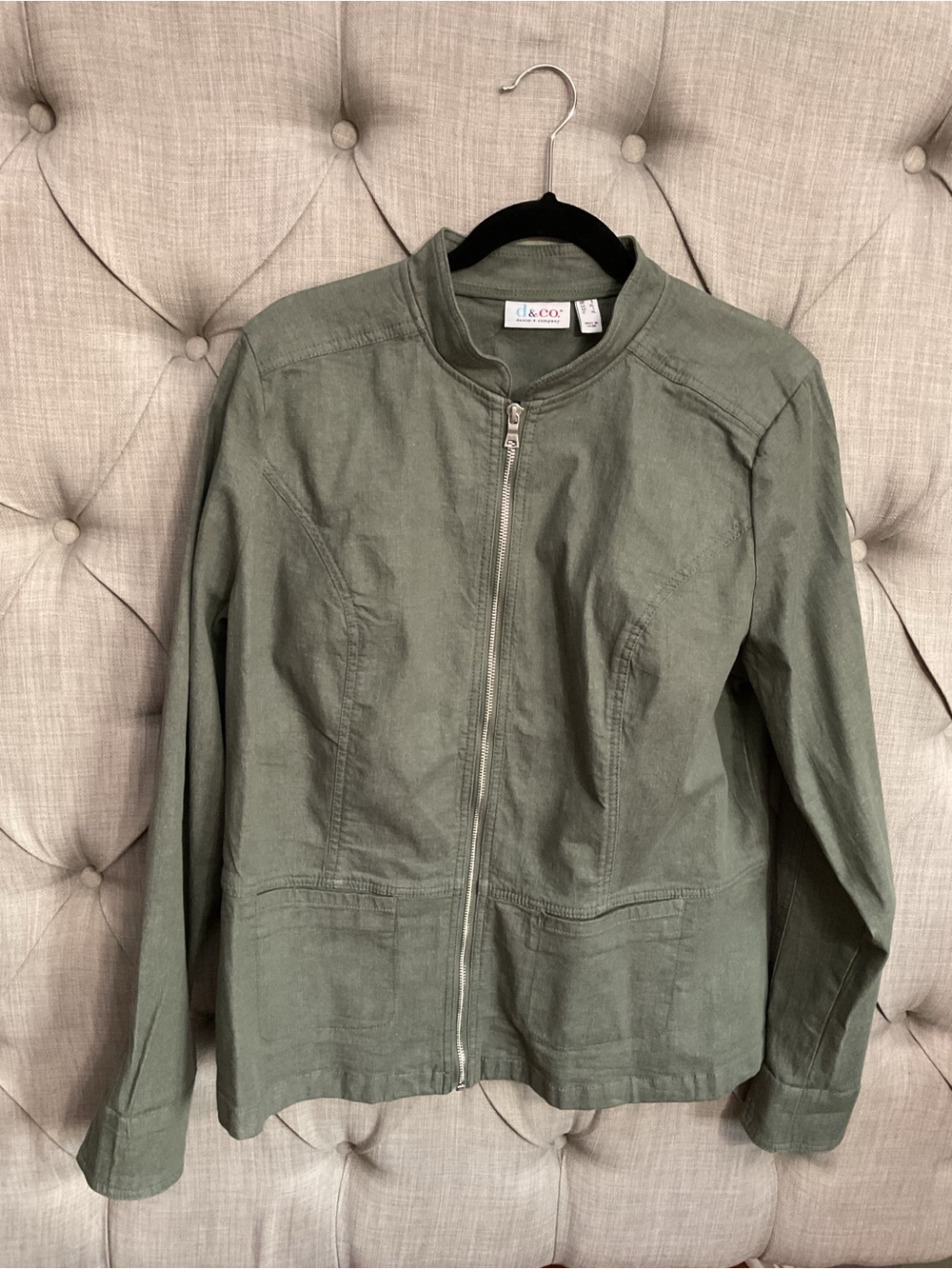 Denim&Co Olive Green Zip-Up Utility Jacket